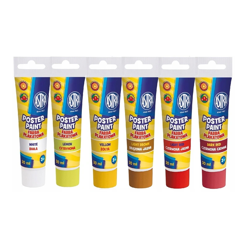 Farby Plakatowe 12 kol. 30ml Tubki  / Astra 83110901