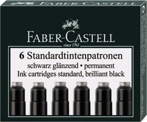 Naboje Atramentowe Krótkie Czarne 6 szt. Kartonik Faber-Castell