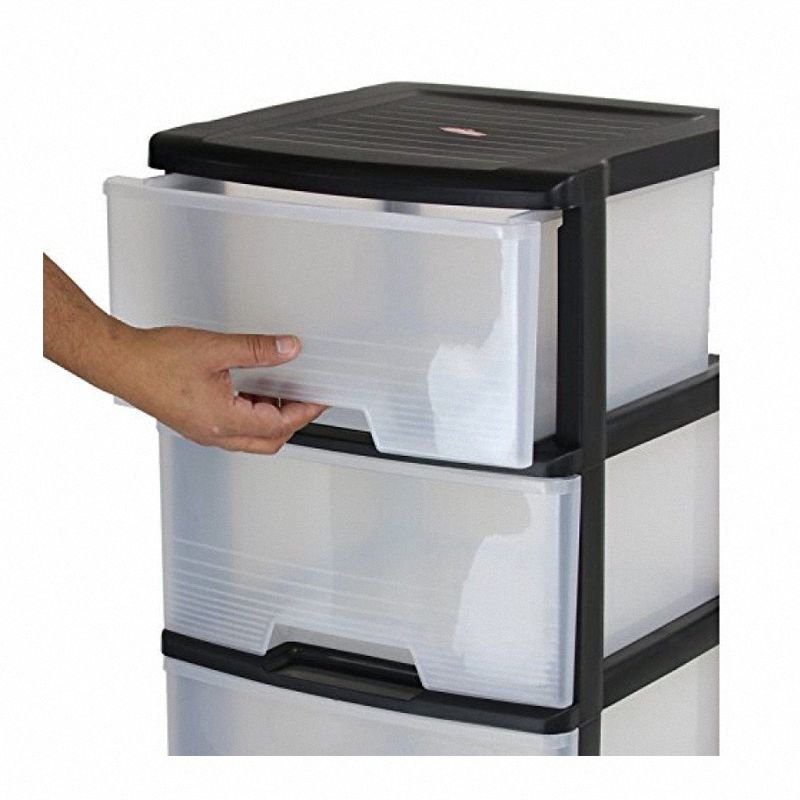 Regał plastikowy Curver 3x20L czarny transparentny model 214754