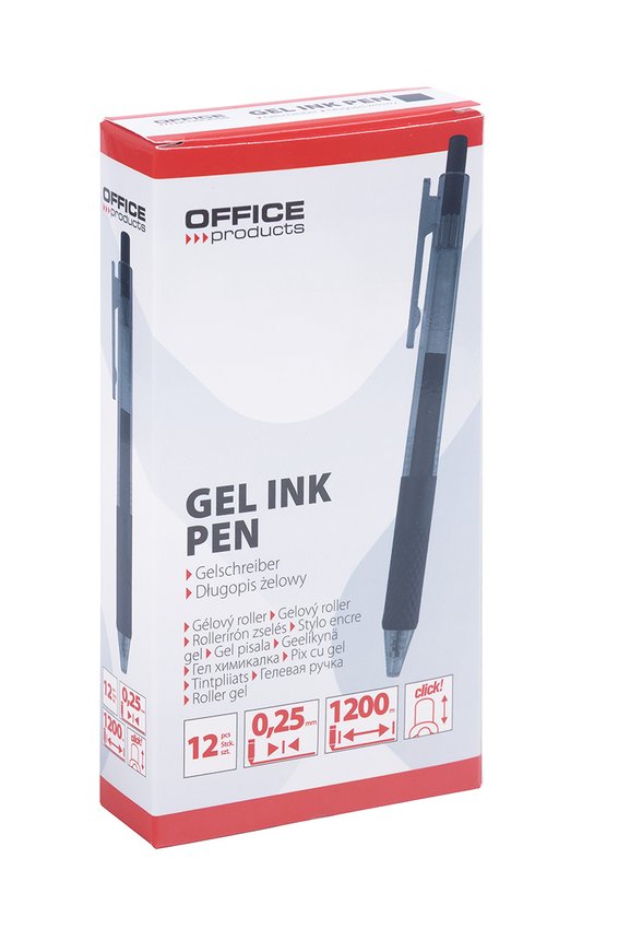 Długopis automatyczny żelowy OFFICE PRODUCTS  gr. linii 025mm dł. linii 1200m czarny