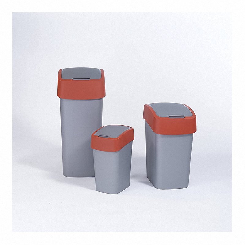 Kosz uchylny na śmieci 25L Curver Flip srebrno czerwony