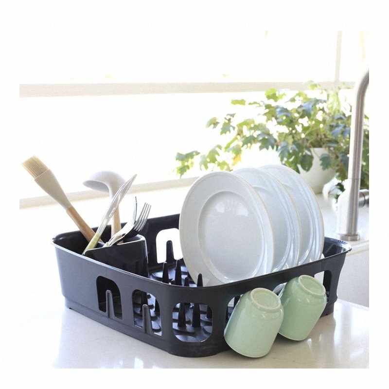 Kwadratowa suszarka do naczyń Curver Essentials ciemny szary