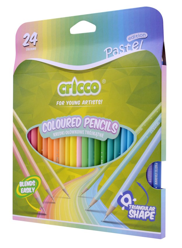Kredki Cricco Trójkątne 24-Kol.Pastelowe