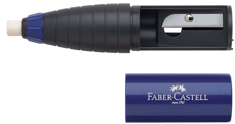 Temperówka z Gumką Kombi Walec Czer/Nieb. Faber-Castell