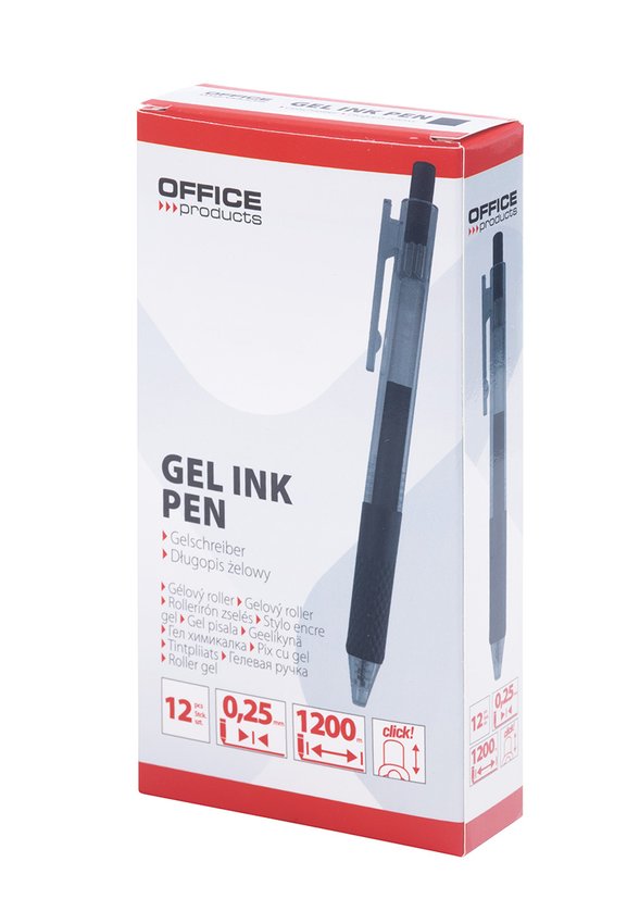 Długopis automatyczny żelowy OFFICE PRODUCTS  gr. linii 025mm dł. linii 1200m czarny