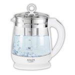Czajnik elektryczny ADLER AD 1299 15L z regulacją temperatury i zaparzaczem szklany biały