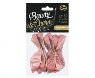 Balony Beauty&Charm, platynowe różowe 12"/ 7 szt.  /GoDan