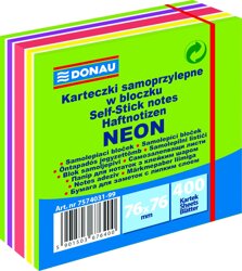 Bloczek Samoprzylepny 76x76 400k 5kol. Neon (zielony) /Donau