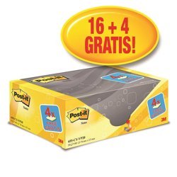 Bloczek Samoprzylepny Post-It (655Cy-Vp20) 127X76Mm 20X100 Kart. Żółte 4 Bloczki Gratis