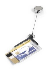 Identyfikator Na Dwie Karty z Mechanizmem Ściągającym Cardholder De Luxe Pro 54x85mm 10szt. Antracytowy /Durable 830858