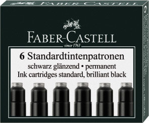 Naboje Atramentowe Krótkie Czarne 6 szt. Kartonik Faber-Castell