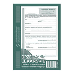 Orzeczenie Lekarskie z Badania Przeprowadzonego Do Celów Sanitarno-epidemiologicznych A5 80k /MiP