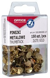 Pinezki Metalowe Office Products W Pudełku 150 Szt. Złote