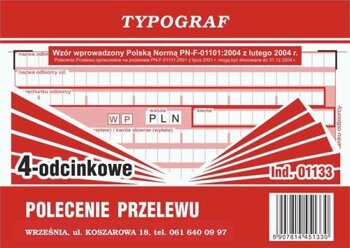 Polecenie Przel. Bank. A6 WP-4 (4-odc.) 01133 /Typograf