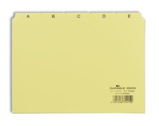 Przekładki do Kartotek A-Z 5/5 PCW 0,3mm Indeksy 40mm Poziome A5 25cz. Żółte /Durable 365004