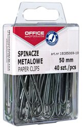 Spinacze Metalowe Office Products Gładkie 50mm W Pudełku 40Szt. Srebrne