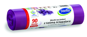 Worki Na Śmieci LDPE 90L A'10 z Taśmą Ściągającą Lawendowe /Stella