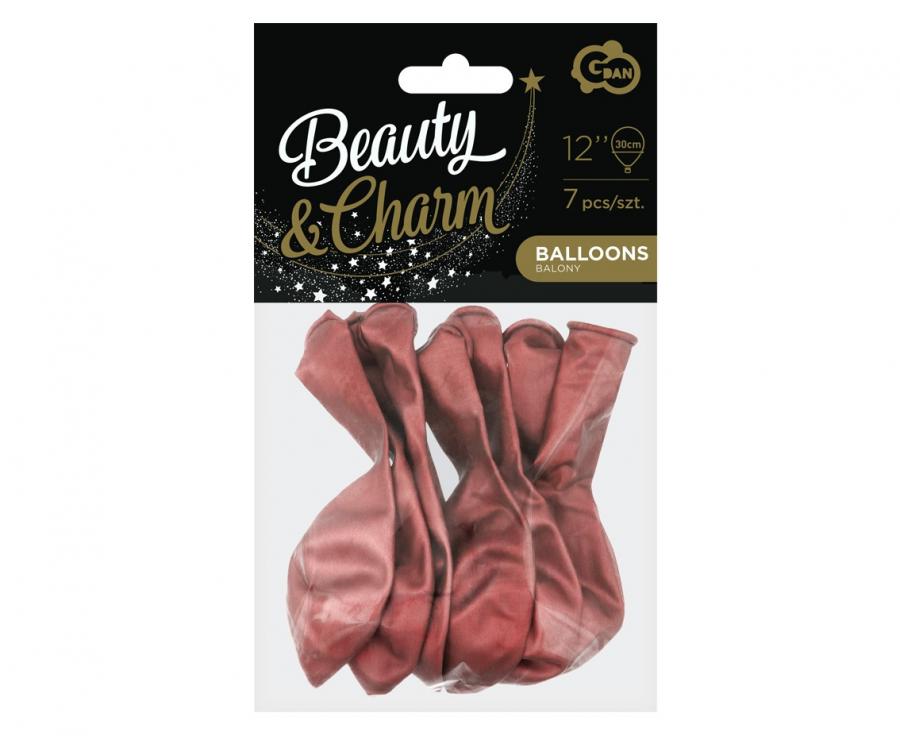 Balony Beauty&Charm, platynowe czerwone 12"/ 7 szt.  /GoDan