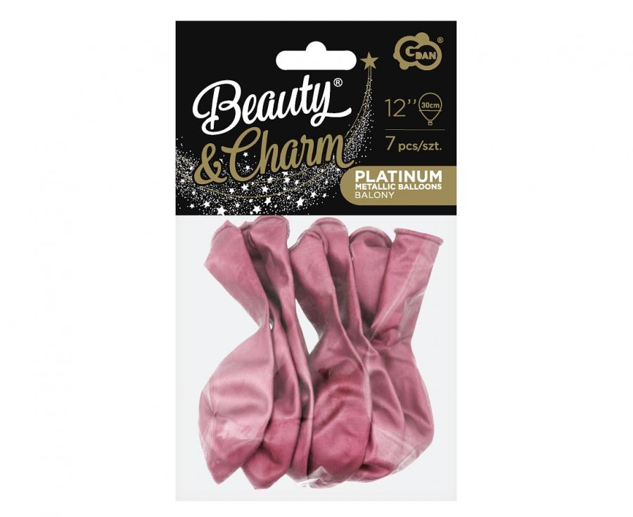 Balony Beauty&Charm, platynowe j.różowe 12"/ 7 szt.  /GoDan