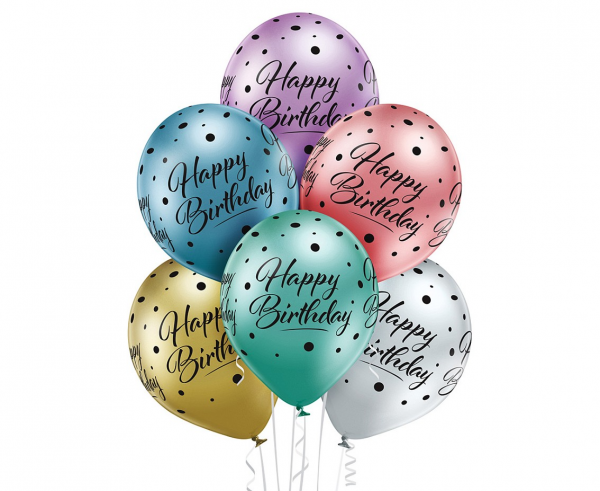 Balony D11 Happy Birthday 1C5S, 6 szt.  /GoDan