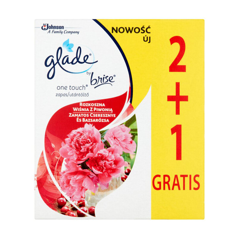 Brise/Glade One Touch Mini Spray Wiśnia z Piwonią 2+1 Zapas