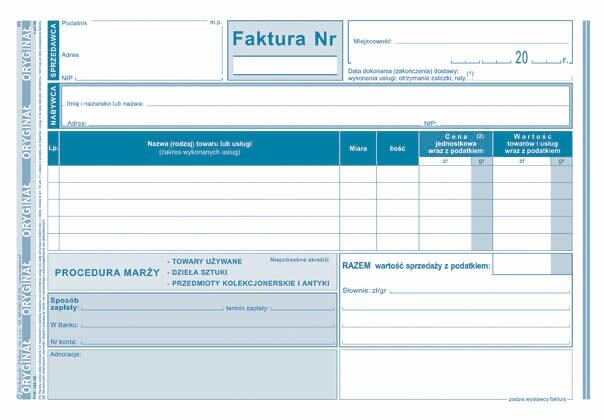 Faktura A5 Marża Oryg.+1k Poziom 195-3E /MiP