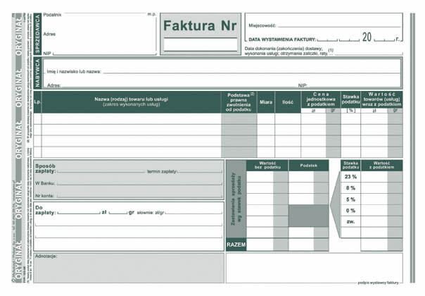 Faktura Brutto A5 Oryg.+1k Poziom 123-3E /MiP