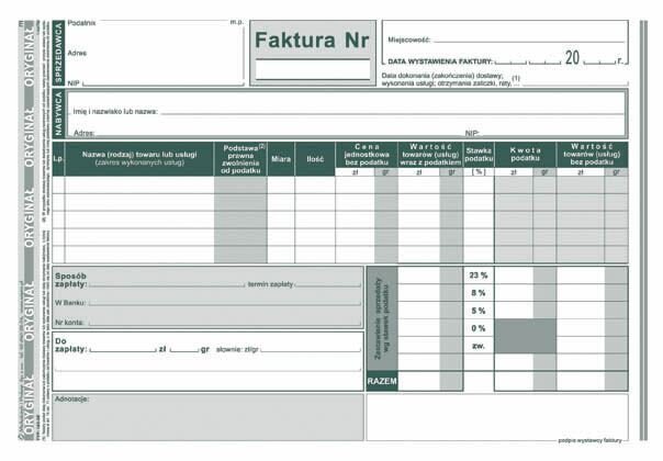 Faktura Brutto A5 Oryg.+1k Poziom 143-3E /MiP