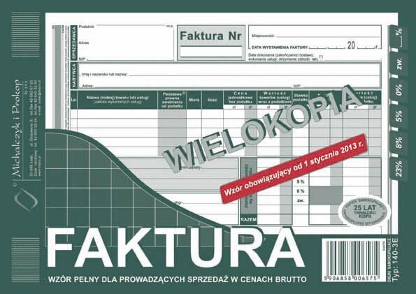 Faktura Brutto A5 Wielok. Poziom 140-3E /MiP