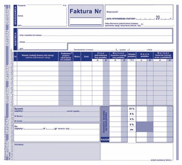 Faktura Netto 2/3 A4 Oryg.+1k 102-2E /MiP