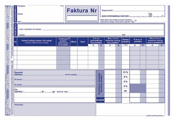 Faktura Netto A5 Oryg.+1k Poziom 103-3E /MiP