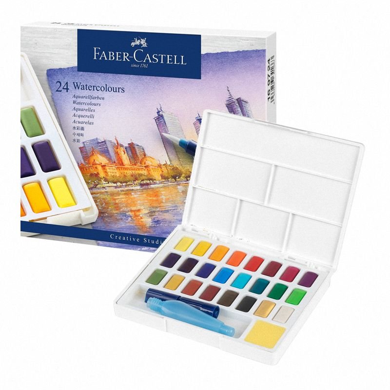 Farby Akwarelowe Cs w Kostkach 24 Kol. Plastikowe Opakowanie Faber-Castell