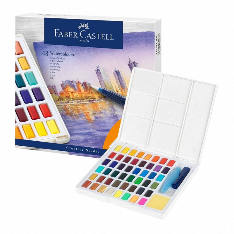 Farby Akwarelowe Cs w Kostkach 48 Kol. Plastikowe Opakowanie Faber-Castell