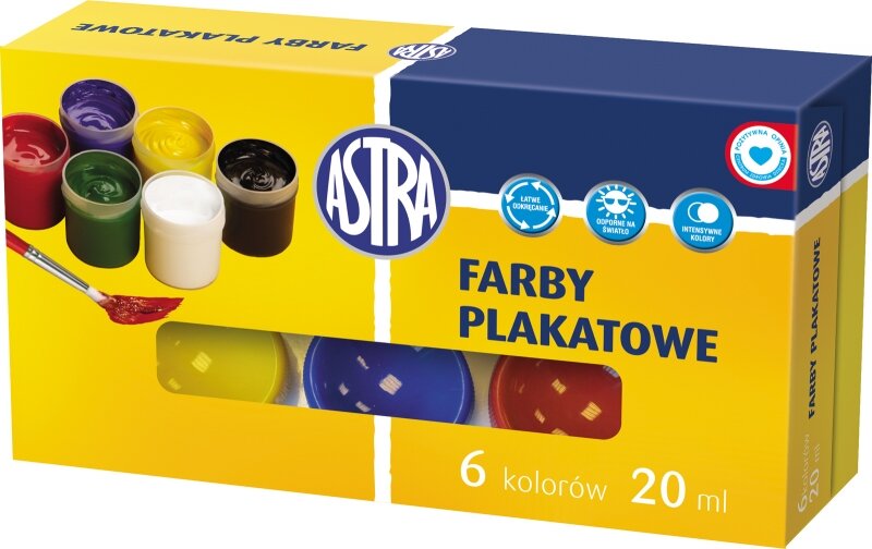 Farby Plakatowe 6 kol. 20ml [301109001] /Astra