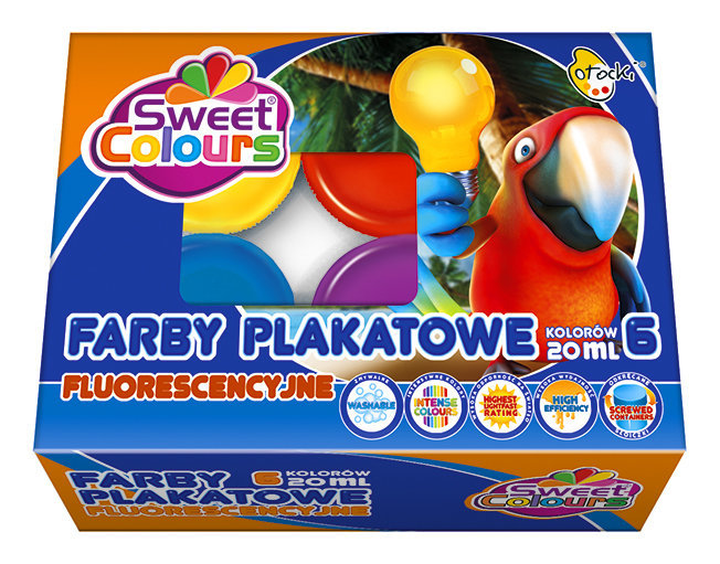 Farby Plakatowe 6 kol. 20ml Fluorescencyjne Sweet Colours / Otocki
