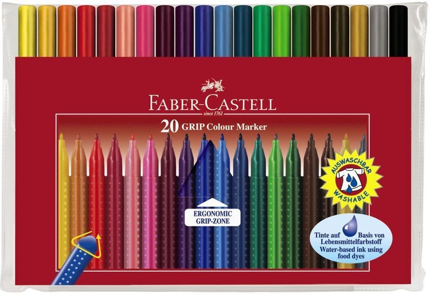 Flamastry Grip 20 Kol. w Etui Faber-Castell