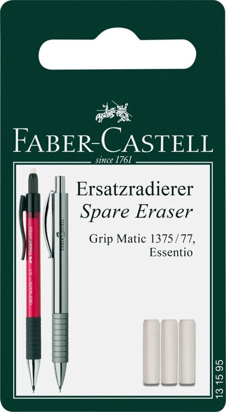 Gumka Zapasowa Do Ołówków Aut. Grip Matic Blister 3 Szt. Faber-Castell