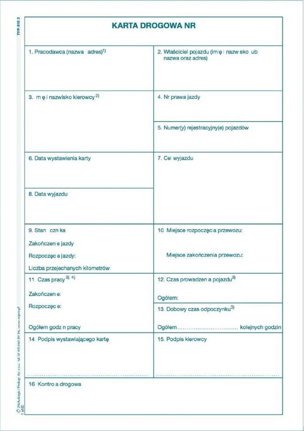 Karta Drogowa A5 Offset Numerowana 815-3N /MiP