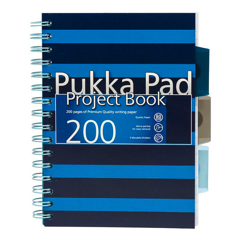 Kołozeszyt A5 200K Li Project Book z Przekładkami Niebieski /Pukka Pad 6673-NVY