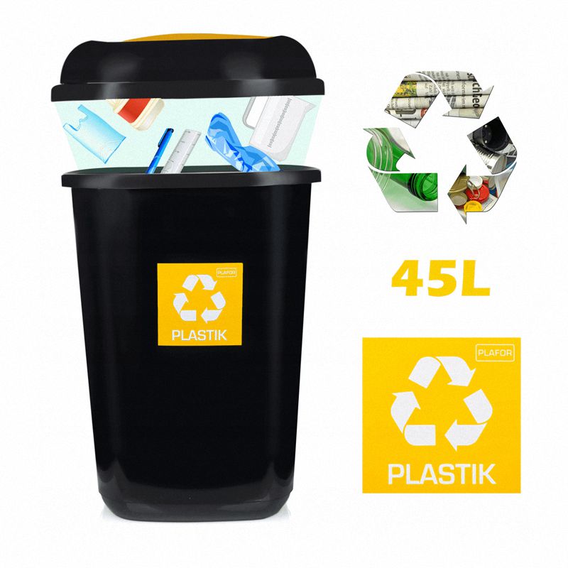 Kosz na Śmieci Quatro 45L Żółty Plastik / Plafor 