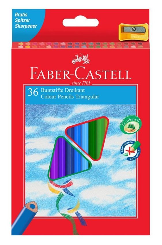 Kredki Eco Colour Trójkątne 36 Kol. + Temperówka Opakowanie Karton Faber-Castell