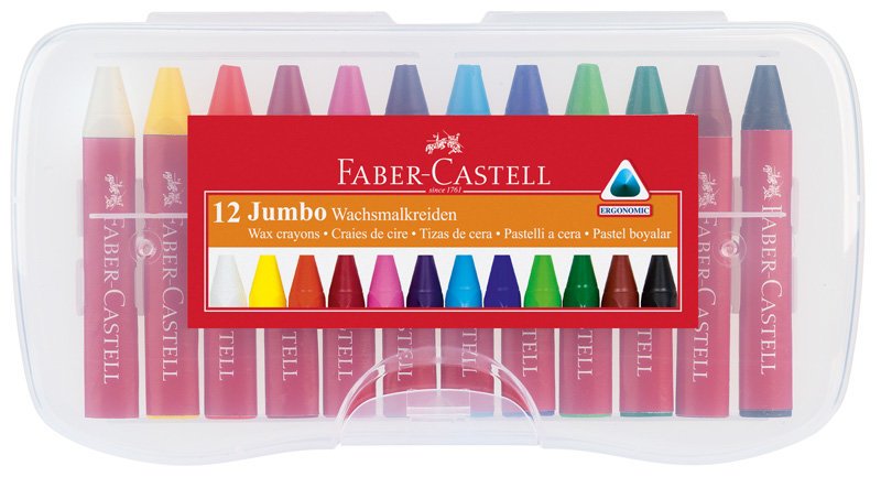 Kredki Świecowe Jumbo 12 Kol. Kasetka Plastikowa Faber-Castell