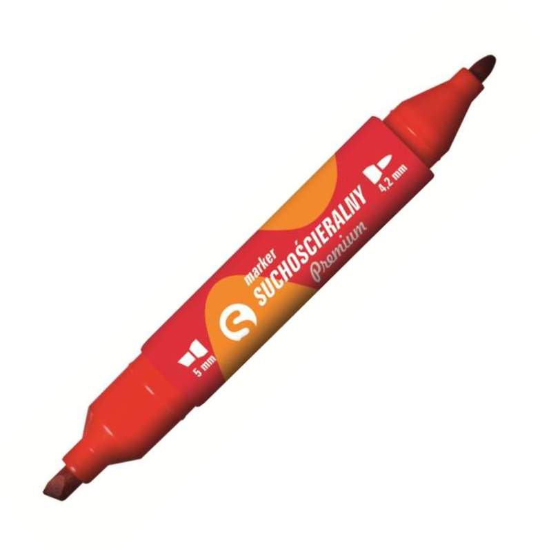 Marker Suchościeralny Tetis 2Końcówki Czerwony KM504-C2