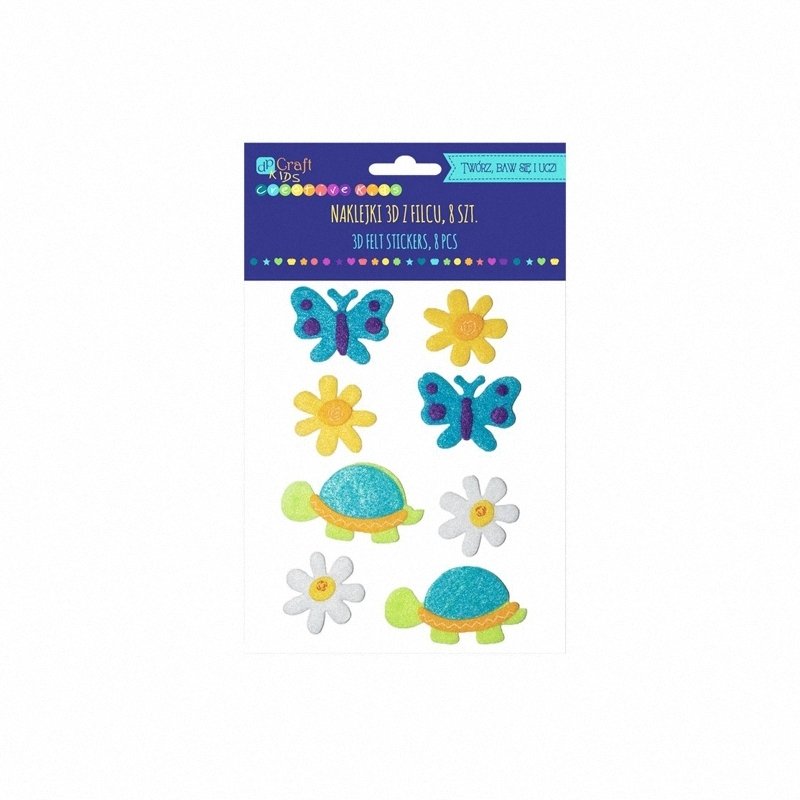 Naklejki z Filcu 3D A'8  [KSFI-033] Żółwie Kwiatki i Motyle   /  DpCraft