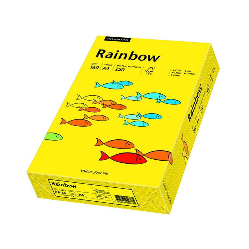 Papier Xero Rainbow A4 160G Żółty Ciemny R 18