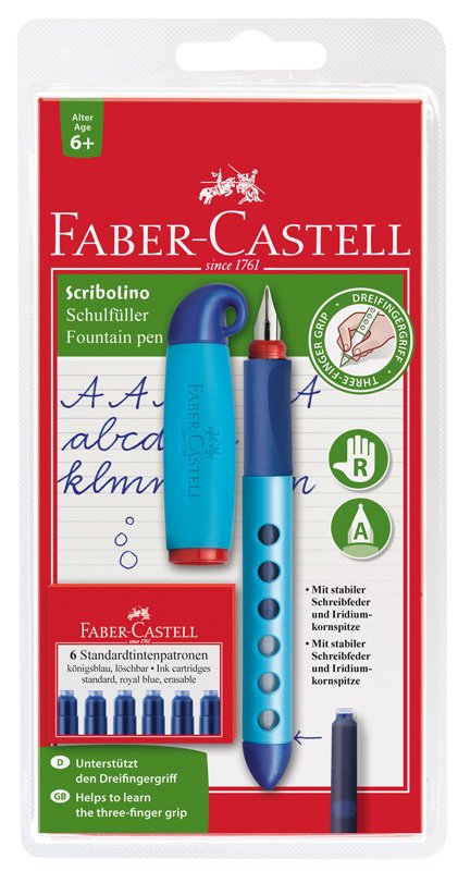 Pióro Wieczne Scribolino Dla Praworęcznych + 6 Naboi Blister Faber-Castell