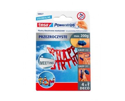 Plastry Samoprzylepne Powerstrips Decotesa Przeźroczyste 4Szt.Blister