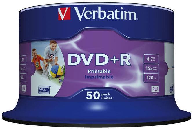 Płyta Dvd+R Verbatim Azo 47Gb Prędkość 16X Cake 50Szt. Do Nadruku