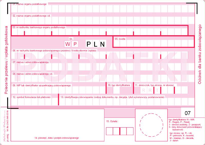 Polecenie Przel. Podatki A6 (2-odc.) 471-5 /MiP