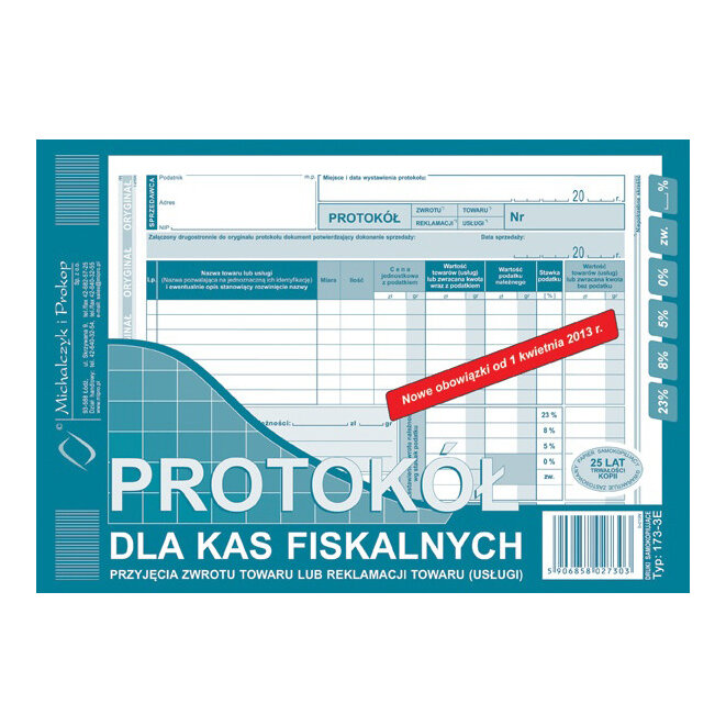 Protokół Dla Kas Fiskalnych A5 Poziom 173-3E /MiP